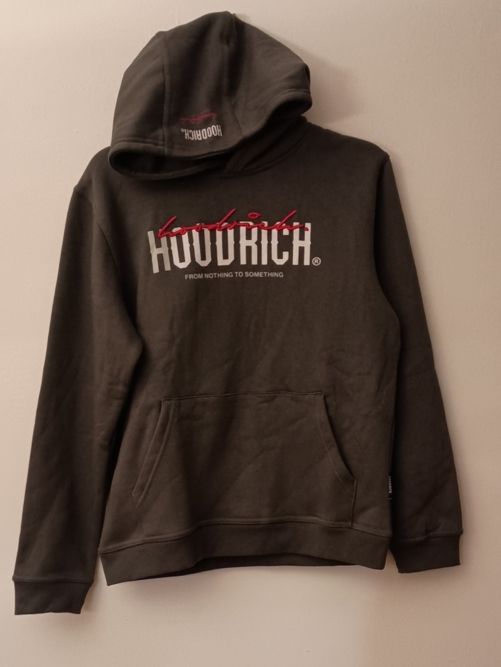 Hoodrich Kids' Pullover Hoodie in Gray with Red Script Logo